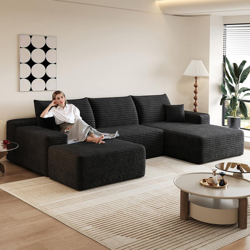 Comfy U - Shaped Sectional Sofa With Chaise And Ottoman - ShipItFurniture