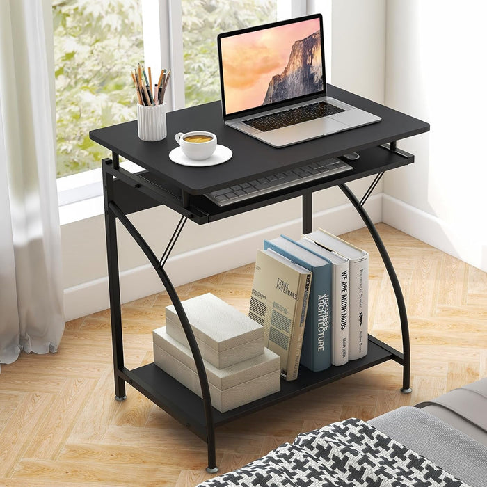 Compact Computer Desk with Keyboard Tray for Small Spaces - ShipItFurniture