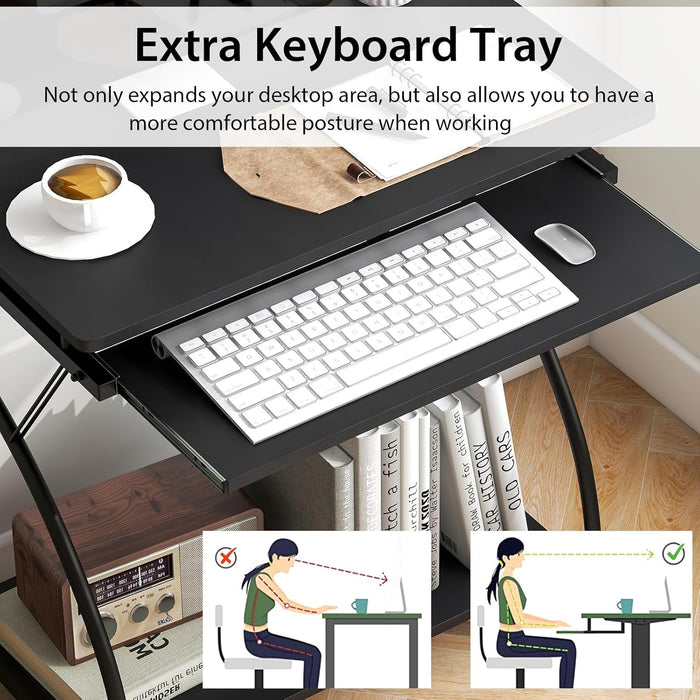 Compact Computer Desk with Keyboard Tray for Small Spaces - ShipItFurniture