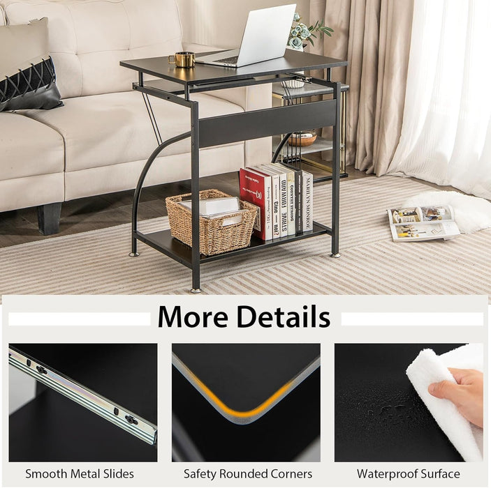 Compact Computer Desk with Keyboard Tray for Small Spaces - ShipItFurniture