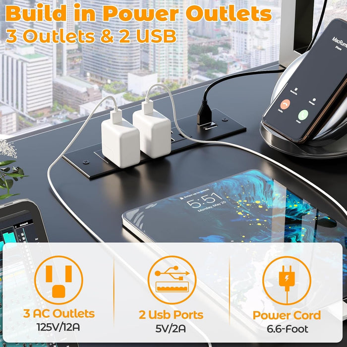 Compact Gaming Desk with LED Lights and Storage Shelves - ShipItFurniture