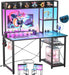 Compact Gaming Desk with LED Lights and Storage Shelves - ShipItFurniture
