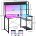 Compact Gaming Desk with LED Lights and Storage Shelves - ShipItFurniture