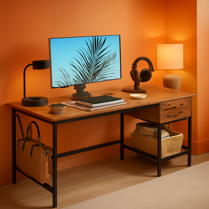 Compact Rustic Brown Computer Desk with Ample Storage - ShipItFurniture