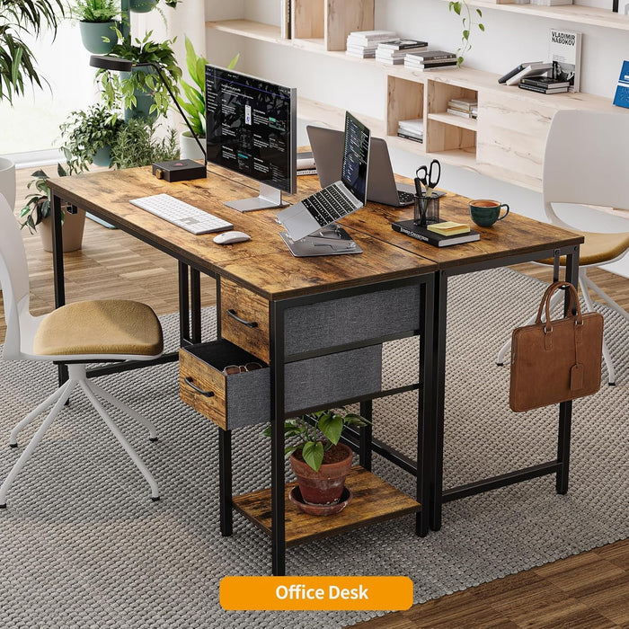 Compact Rustic Brown Computer Desk with Ample Storage - ShipItFurniture