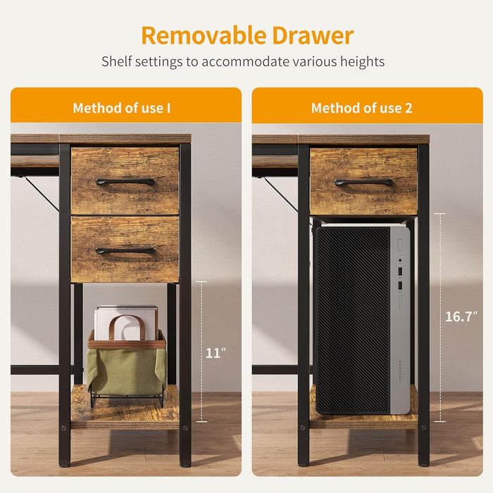 Compact Rustic Brown Computer Desk with Ample Storage - ShipItFurniture