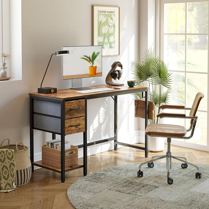 Compact Rustic Brown Computer Desk with Ample Storage - ShipItFurniture