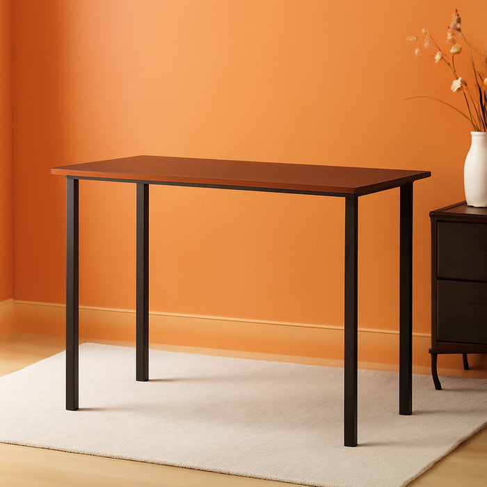 Compact Walnut Computer Desk with Black Base for Small Spaces - ShipItFurniture