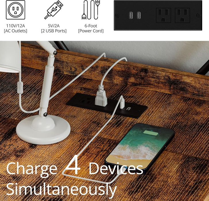 Computer Desk with Power Outlet and USB Charging Ports - ShipItFurniture