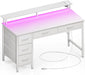 Computer Desk with Power Outlets and LED Light - ShipItFurniture