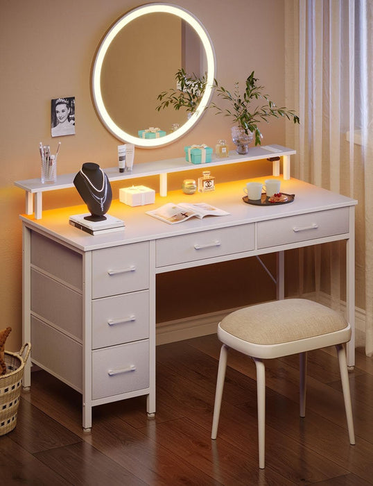 Computer Desk with Power Outlets and LED Light - ShipItFurniture