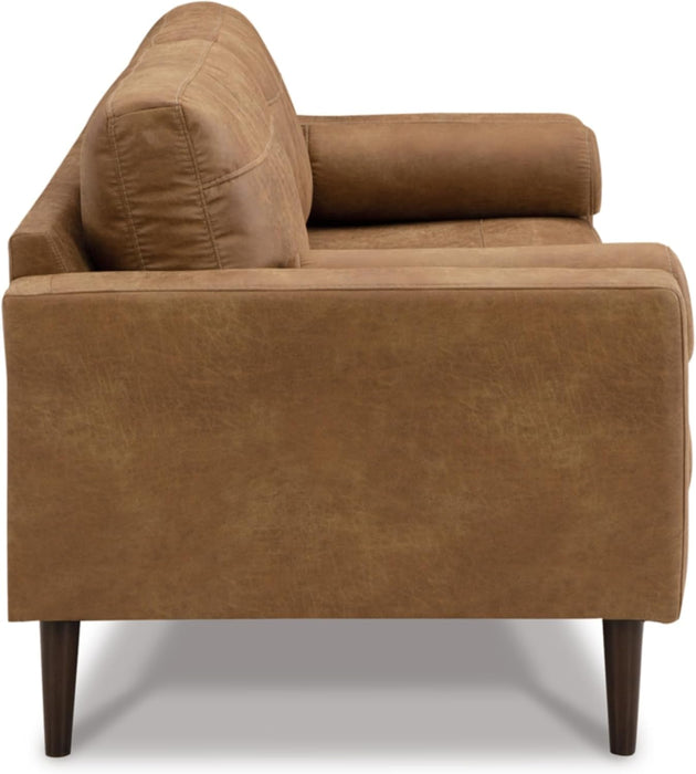 Contemporary Dark Brown Faux Leather Sofa with Pillows - ShipItFurniture