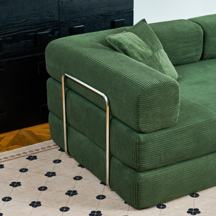Convertible Floor Sofa Bed Comfy Corduroy Design Green - ShipItFurniture