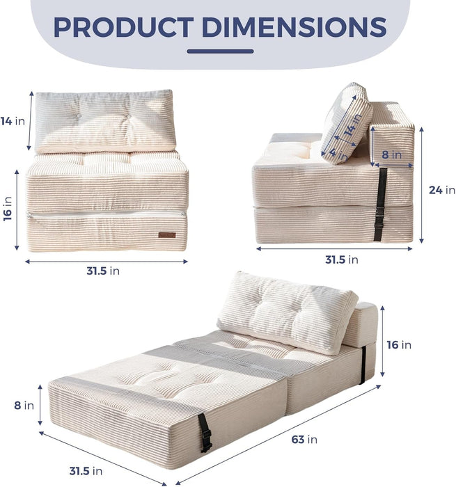 Convertible Folding Sofa Bed with High - Density Foam - ShipItFurniture