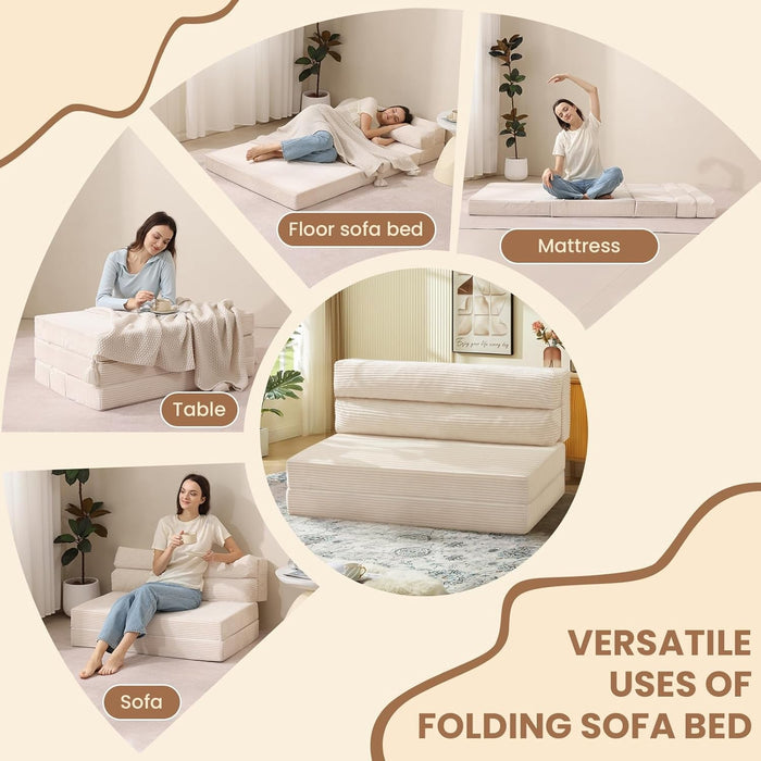 Convertible Folding Sofa Bed with Pillow and Mattress - ShipItFurniture