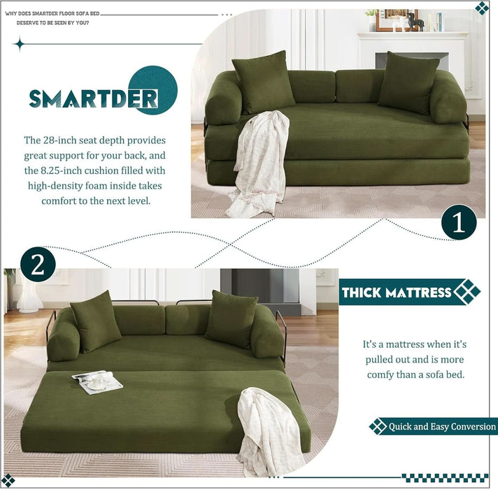 Convertible Folding Sofa Bed with Removable Backrest - ShipItFurniture