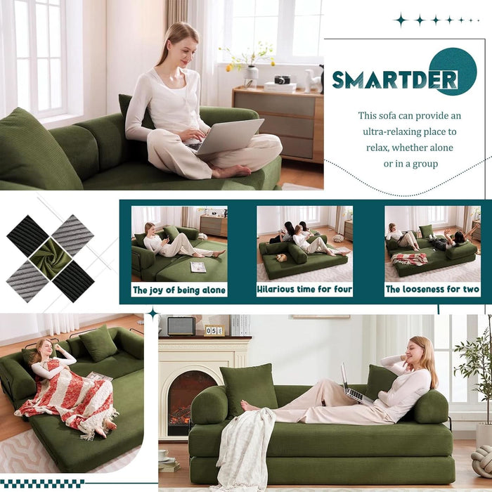 Convertible Folding Sofa Bed with Removable Backrest - ShipItFurniture
