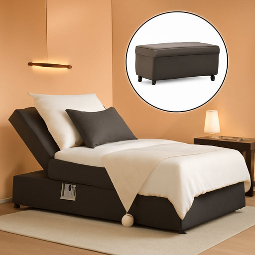 Convertible Futon Chair With Lumbar Pillow And Pockets - ShipItFurniture