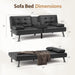 Convertible Futon Sofa Bed with Adjustable Backrest and Cup Holders - ShipItFurniture