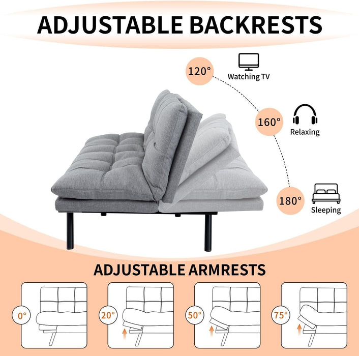 Convertible Futon Sofa Bed with Adjustable Backrest Comfort - ShipItFurniture