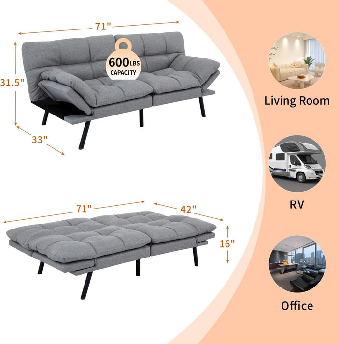 Convertible Futon Sofa Bed with Adjustable Backrest Comfort - ShipItFurniture