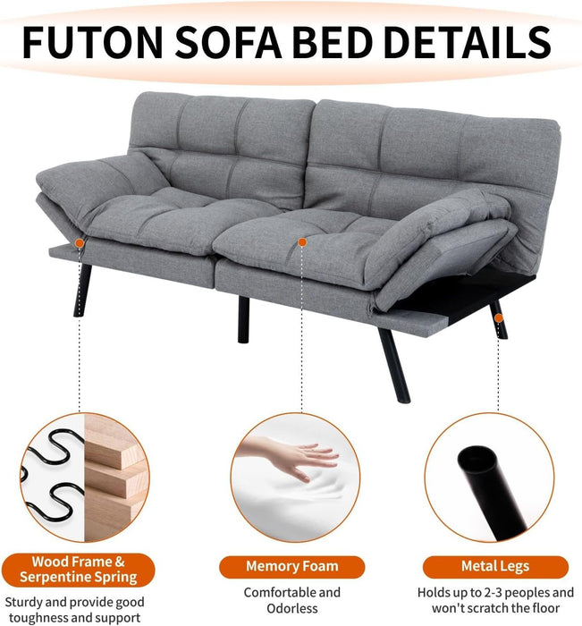 Convertible Futon Sofa Bed with Adjustable Backrest Comfort - ShipItFurniture