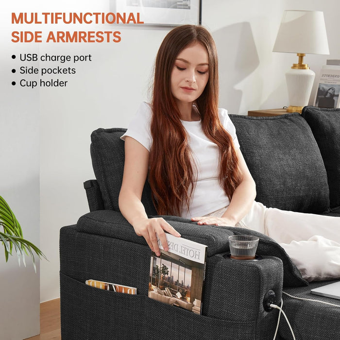 Convertible L - Shaped Sofa Bed with Storage and USB - ShipItFurniture