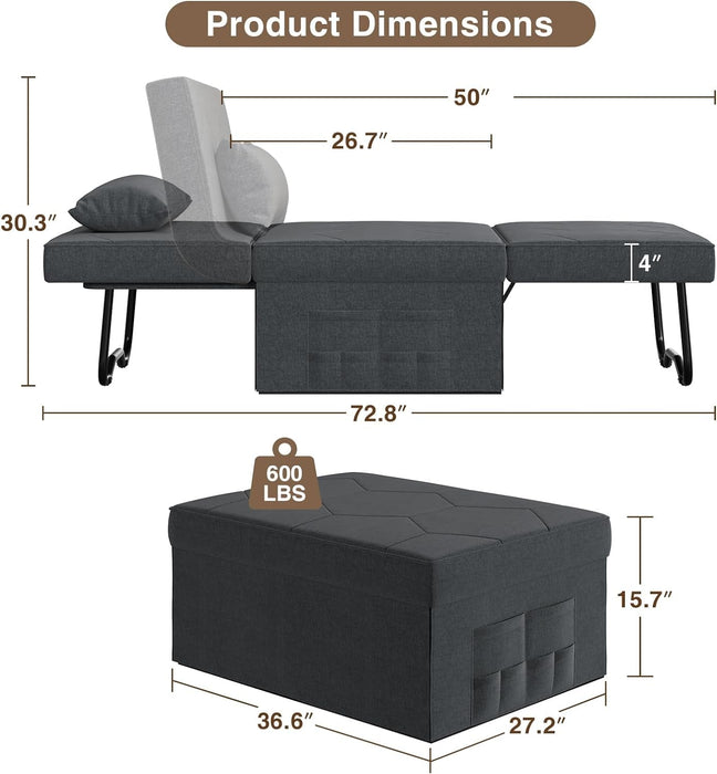 Convertible Sleeper Chair Bed with Adjustable Backrest - ShipItFurniture