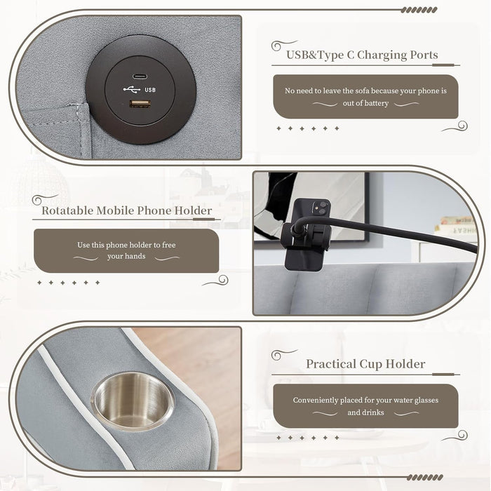 Convertible Sleeper Chair Bed with USB Ports and Holder - ShipItFurniture