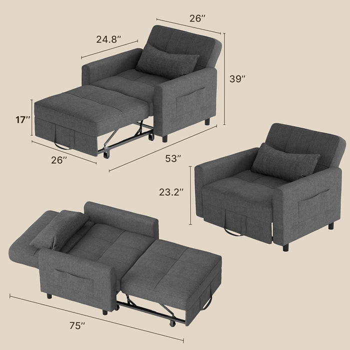 Convertible Sofa Bed Chair with Adjustable Backrest Design - ShipItFurniture