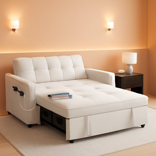 Convertible Sofa Bed with Reclining Backrest and USB - ShipItFurniture