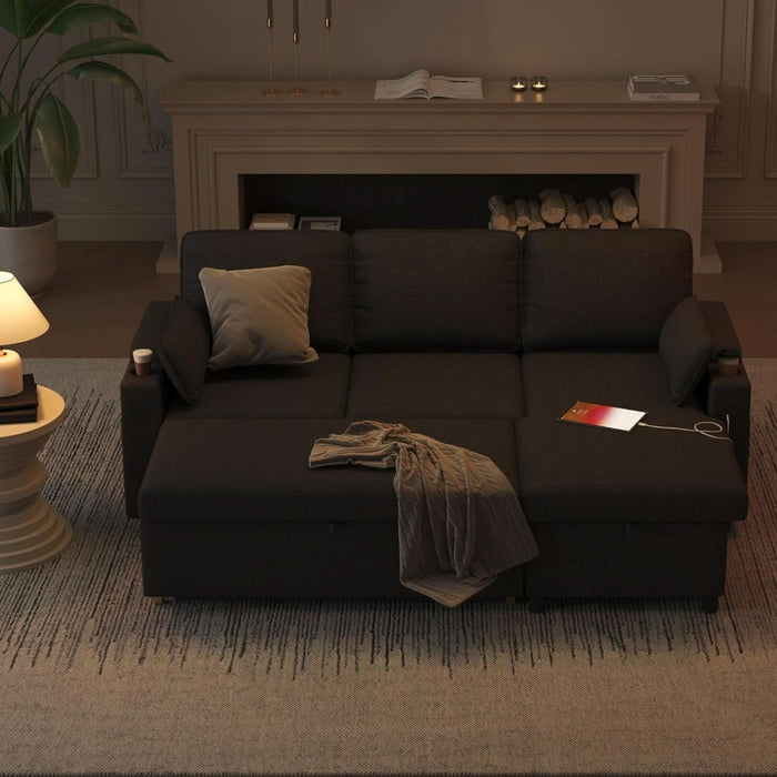 Convertible Sofa Bed with Storage and Cup Holder - ShipItFurniture