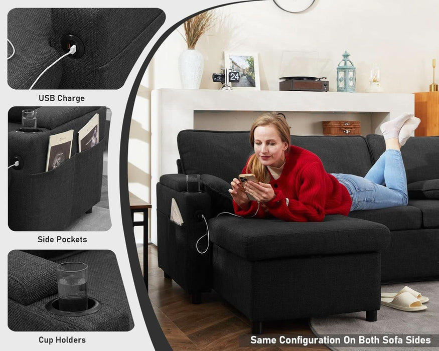 Convertible Sofa Bed with Storage and Cup Holder - ShipItFurniture