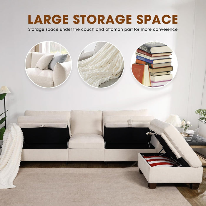 Convertible Storage Sectional Sofa with Spacious Hidden Storage - ShipItFurniture