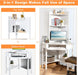 Corner Computer Desk with Hutch, Home Office Desk with Keyboard Tray & Storage Shelves, Triangle Study Writing Desk with Bookshelves, Workstation Desk for Small Space (White) - ShipItFurniture
