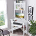 Corner Computer Desk with Hutch, Home Office Desk with Keyboard Tray & Storage Shelves, Triangle Study Writing Desk with Bookshelves, Workstation Desk for Small Space (White) - ShipItFurniture