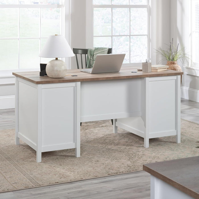 Cottage Style Executive Desk with Spacious White Surface - ShipItFurniture