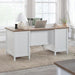Cottage Style Executive Desk with Spacious White Surface - ShipItFurniture