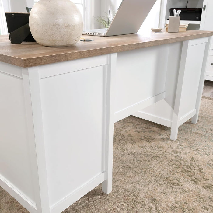 Cottage Style Executive Desk with Spacious White Surface - ShipItFurniture