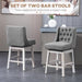 Counter Height Bar Stools Set of 2, 180 Degree Swivel Barstools, 27" Seat Height Bar Chairs with Solid Wood Footrests and Button Tufted Design, Gray - ShipItFurniture