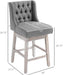 Counter Height Bar Stools Set of 2, 180 Degree Swivel Barstools, 27" Seat Height Bar Chairs with Solid Wood Footrests and Button Tufted Design, Gray - ShipItFurniture