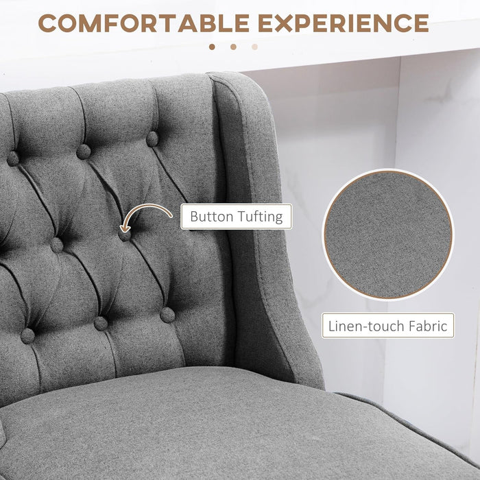 Counter Height Bar Stools Set of 2, 180 Degree Swivel Barstools, 27" Seat Height Bar Chairs with Solid Wood Footrests and Button Tufted Design, Gray - ShipItFurniture