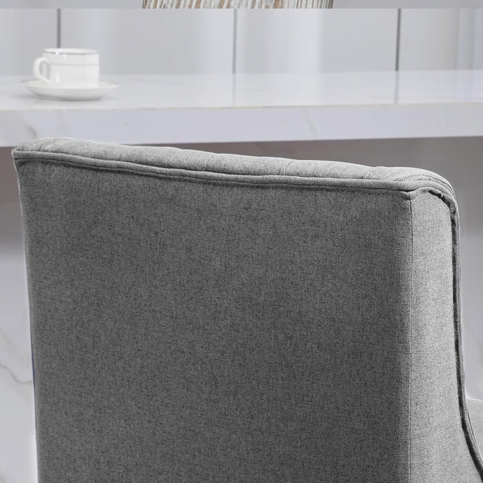 Counter Height Bar Stools Set of 2, 180 Degree Swivel Barstools, 27" Seat Height Bar Chairs with Solid Wood Footrests and Button Tufted Design, Gray - ShipItFurniture