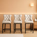 Counter Height Bar Stools Set of 3, 24" Modern Barstools with Back, Faux Leather Upholstery Counter Chairs with Metal Legs Rivet Decor for Kitchen Island, Bar, Counter, Beige - ShipItFurniture