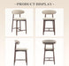 Counter Height Bar Stools Set of 3, Kitchen Bar Stools with Back, Mid Century Modern Upholstered, with Wood Legs for Kitchen Island Dining Room Bar, Beige - ShipItFurniture