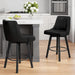 Counter Height Swivel Bar Stool, 24" Upholstered PU Leather Barstools Set of 3, Counter Stool Chair with Back & Solid Wood Legs for Kitchen Island Dining Room (Black) - ShipItFurniture