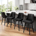 Counter Height Swivel Bar Stool, 24" Upholstered PU Leather Barstools Set of 3, Counter Stool Chair with Back & Solid Wood Legs for Kitchen Island Dining Room (Black) - ShipItFurniture