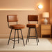 Counter Height Swivel Bar Stools Set of 2, 26" Seat Height Counter Bar Stool for Kitchen Island, Upholstered PU Leather Barstools with Wood Backs and Metal Legs, Brown - ShipItFurniture