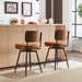 Counter Height Swivel Bar Stools Set of 2, 26" Seat Height Counter Bar Stool for Kitchen Island, Upholstered PU Leather Barstools with Wood Backs and Metal Legs, Brown - ShipItFurniture