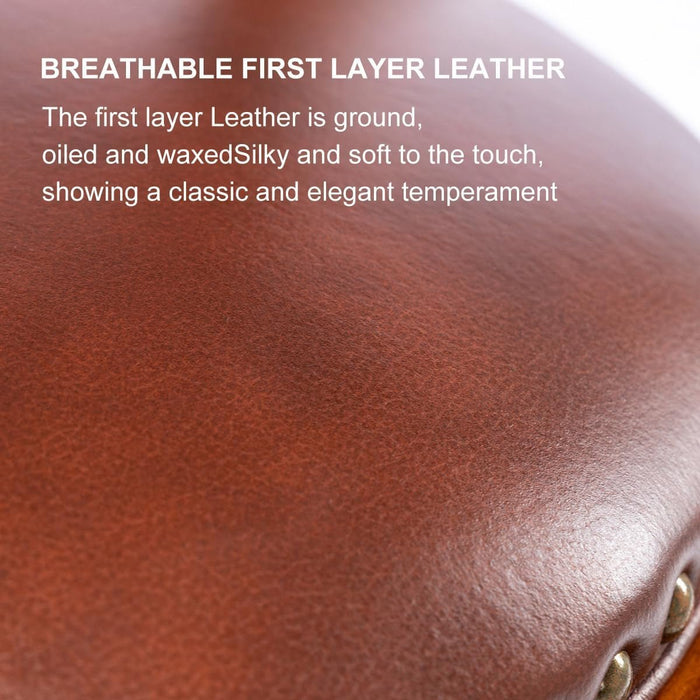 Cow Top Leather Wooden Bar Stools, 360 Degree Swivel Bar Height Chair with Backs for Home Kitchen Counter, Morden Chair Barstools (Brown 2Pcs, Bar Height - Seat Height 29.5”) - ShipItFurniture